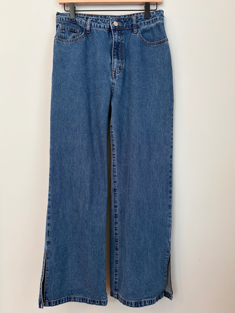 Cider Wide Leg High Rise Jeans Size Large Rainbow Heart Pockets Y2K Boho